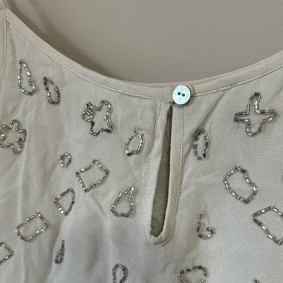 CHAN LUU sequin romper lunar rock silver beaded adjustable straps Sz XS - Picture 7 of 14